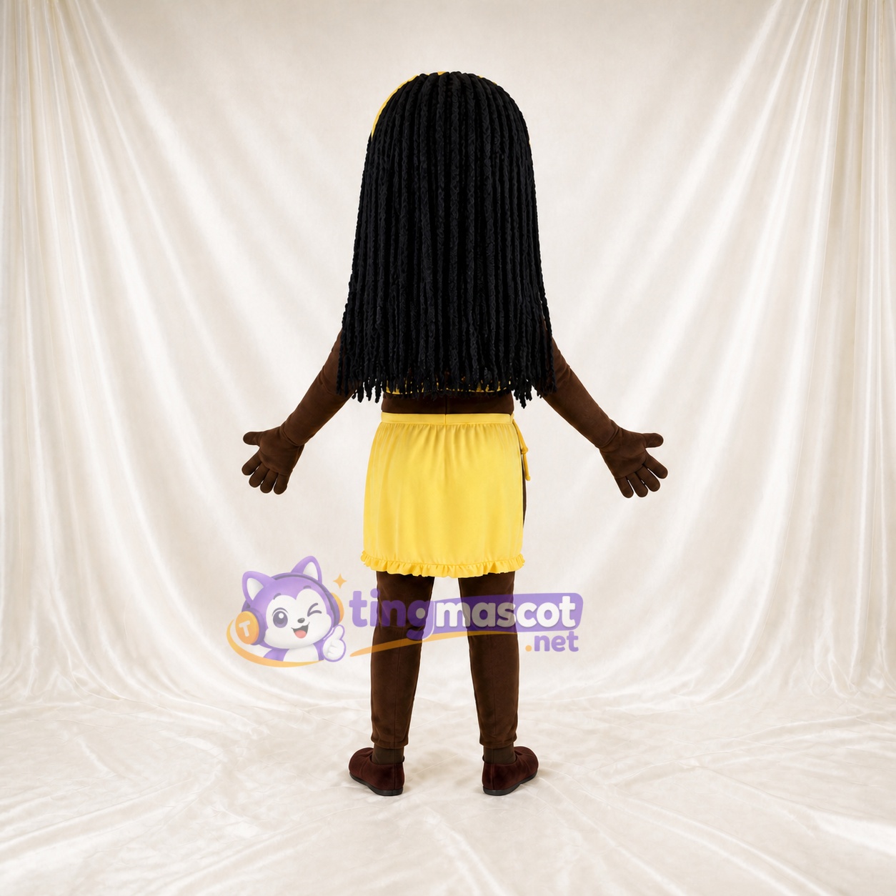 Personnage féminin noir Costume de mascotte intégral pour adultes Événements de scène Personnage féminin noir Costume de mascotte intégral pour adultes Événements de scène