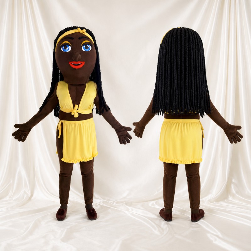 Black Woman Character Mascot Costume Full Body for Adults Stage Events
