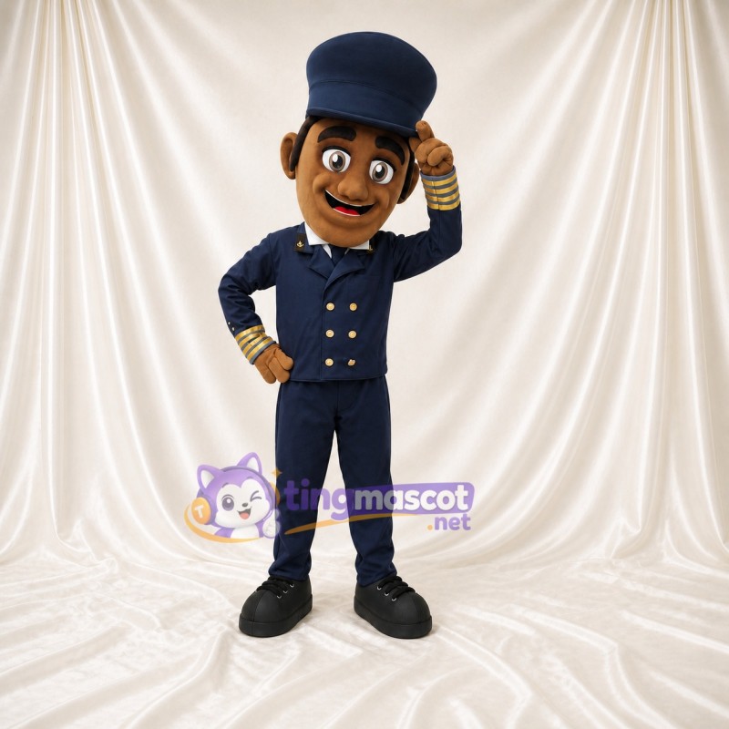 Navy Police Officer Mascot Costume Full Body for Adults Events
