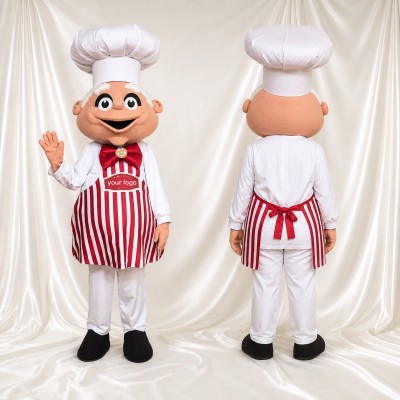 White Chef Character Mascot Costume Full Body for Adults Food Events