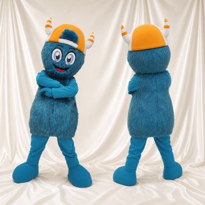 Blue Alien Mascot Costume Full Body for Adults School Events