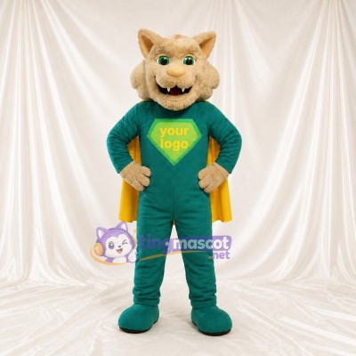 Green Cat Mascot Costume Full Body for Adults Sports Events