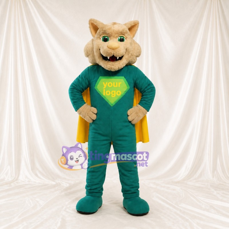 Green Cat Mascot Costume Full Body for Adults Sports Events