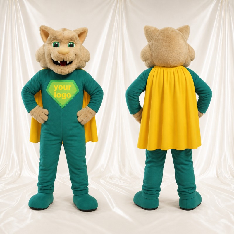Green Cat Mascot Costume Full Body for Adults Sports Events