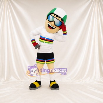 White Athlete Character Mascot Costume Full Body for Adults Sports Events
