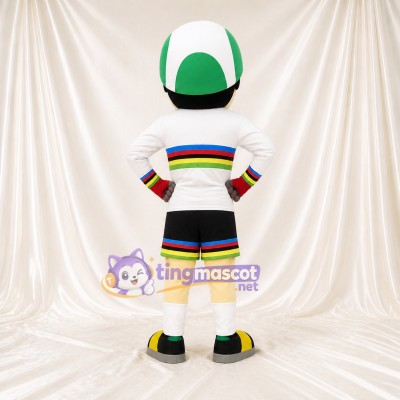 White Athlete Character Mascot Costume Full Body for Adults Sports Events