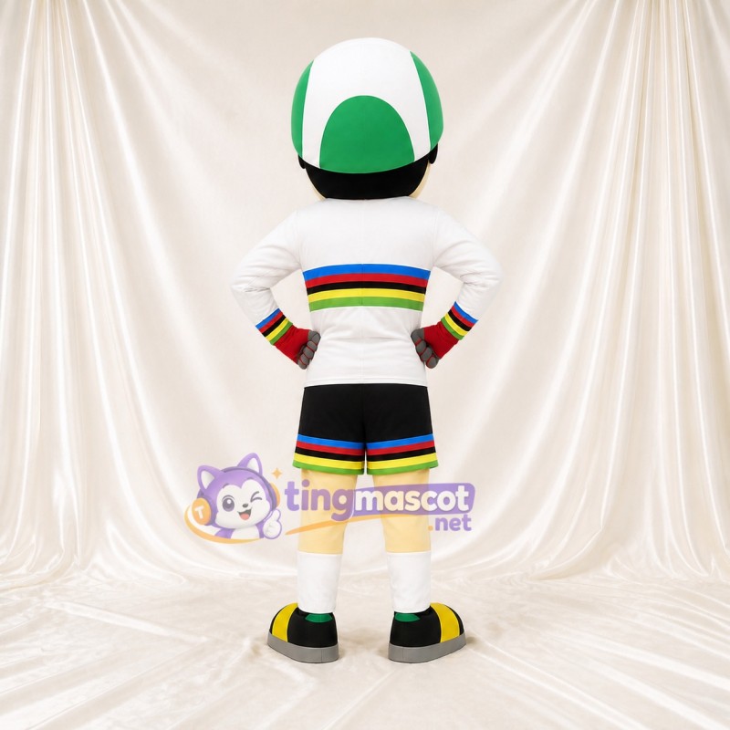 White Athlete Character Mascot Costume Full Body for Adults Sports Events