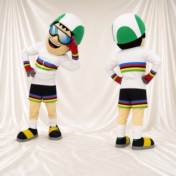 White Athlete Character Mascot Costume Full Body for Adults Sports Events