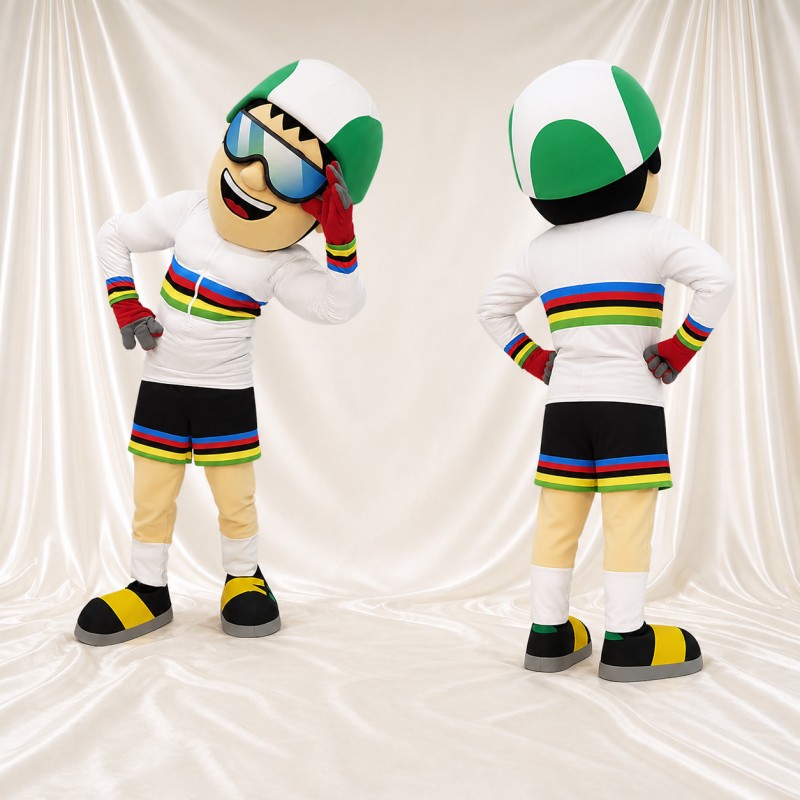 White Athlete Character Mascot Costume Full Body for Adults Sports Events