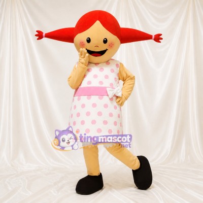 Pink Girl Character Mascot Costume Full Body for Adults School Events