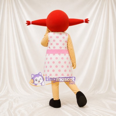 Pink Girl Character Mascot Costume Full Body for Adults School Events