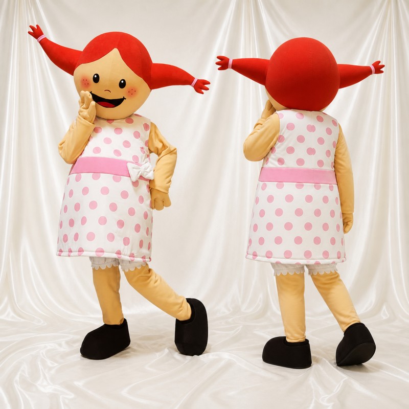 Pink Girl Character Mascot Costume Full Body for Adults School Events