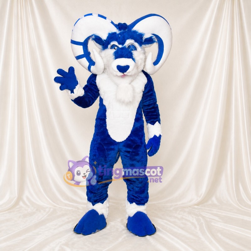 Blue Ram Mascot Costume Full Body for Adults Sports Events