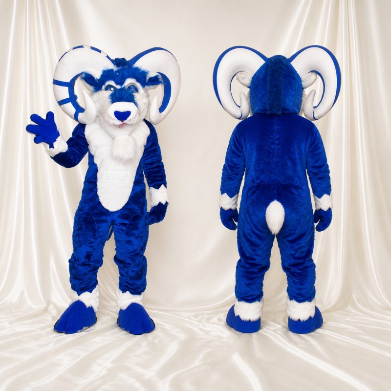 Blue Ram Mascot Costume Full Body for Adults Sports Events