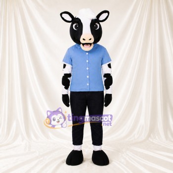 Black Cow Mascot Costume Full Body for Adults Food Events