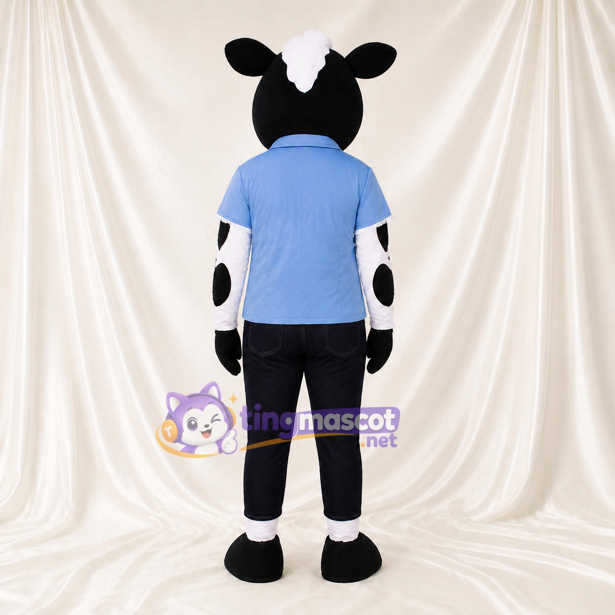 Black Cow Mascot Costume Full Body for Adults Food Events Black Cow Mascot Costume Full Body for Adults Food Events