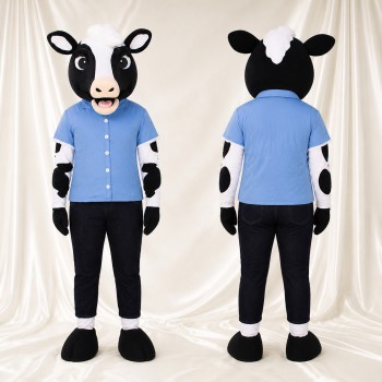 Black Cow Mascot Costume Full Body for Adults Food Events