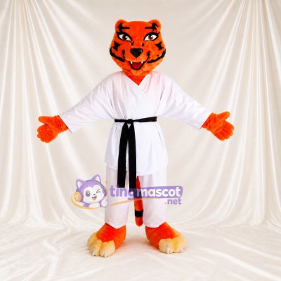 Orange Martial Arts Tiger Mascot Costume Full Body for Adults Martial Arts