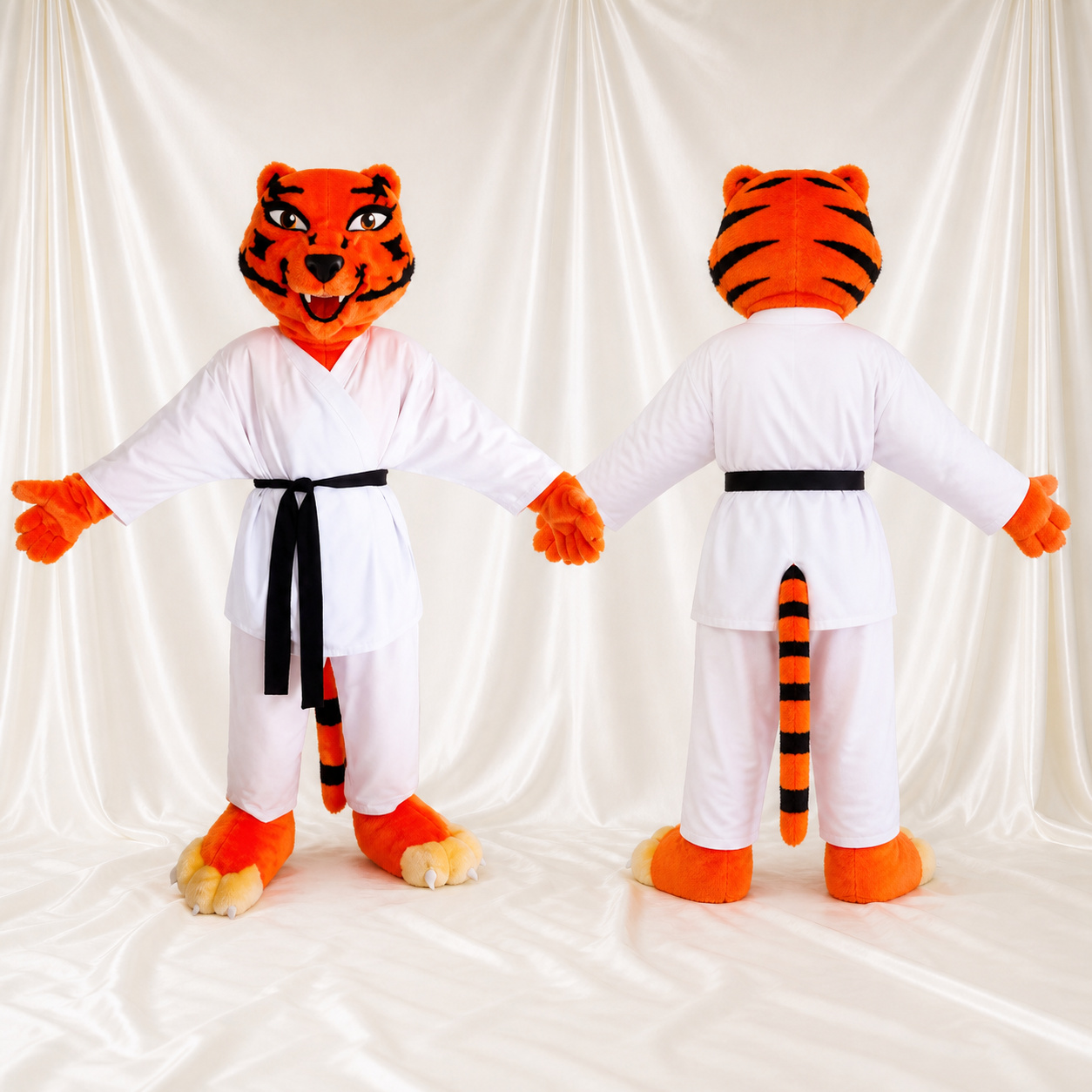 Tigre d'Arts Martiaux Orange Costume de mascotte intégral pour adultes Arts Martiaux Tigre d'Arts Martiaux Orange Costume de mascotte intégral pour adultes Arts Martiaux