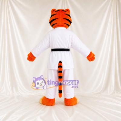 Orange Martial Arts Tiger Mascot Costume Full Body for Adults Martial Arts