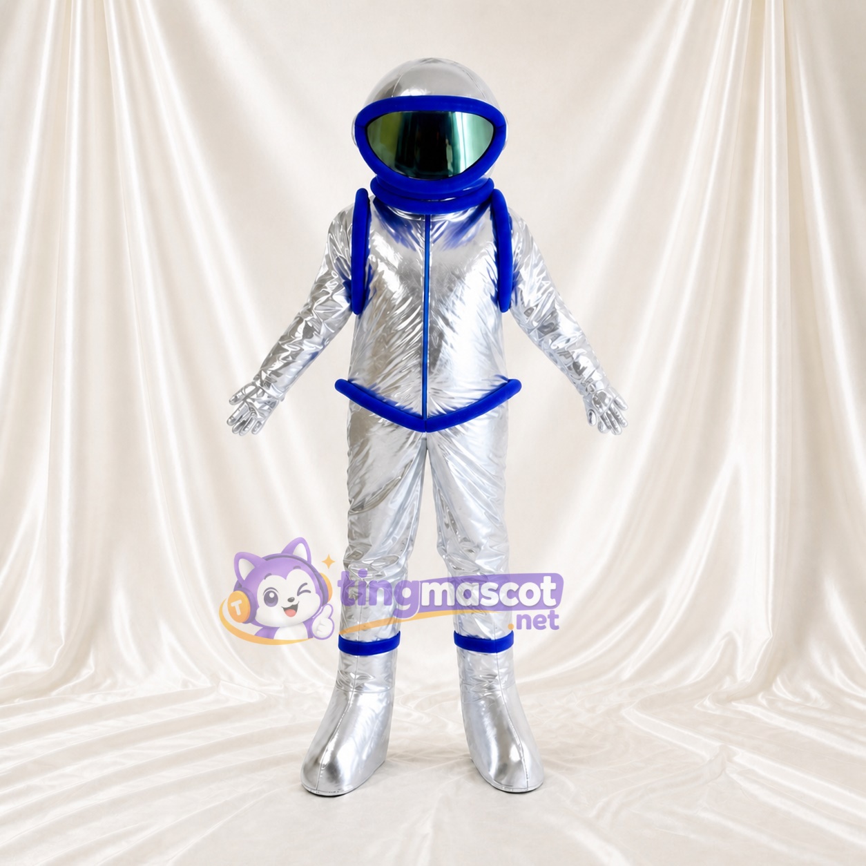 Astronaute argenté Costume de mascotte intégral pour adultes Événements scolaires Astronaute argenté Costume de mascotte intégral pour adultes Événements scolaires