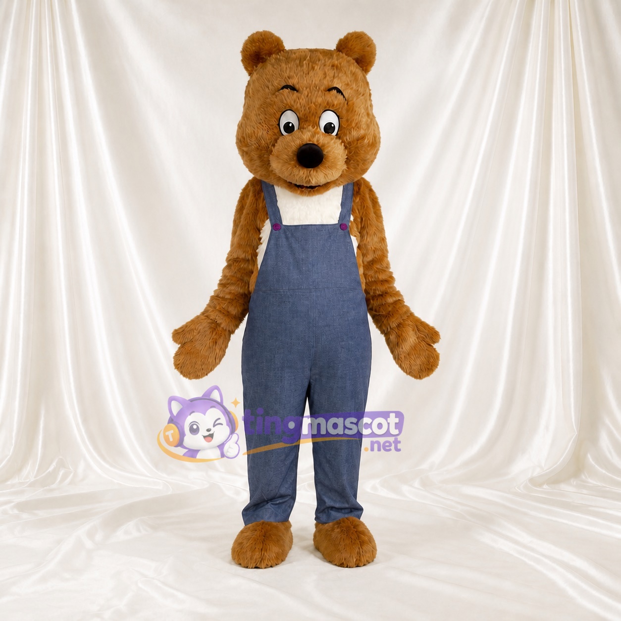 Ours Classique avec Bavoir Costume de mascotte intégral pour adultes Événements scolaires Ours Classique avec Bavoir Costume de mascotte intégral pour adultes Événements scolaires