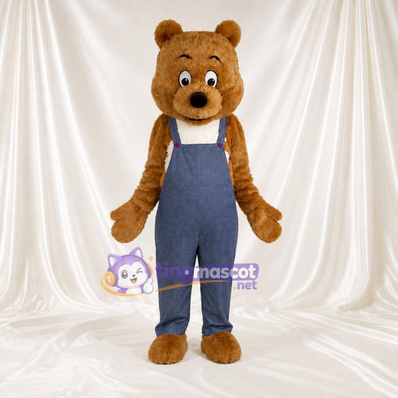 Classic Bib Bear Mascot Costume Full Body for Adults School Events