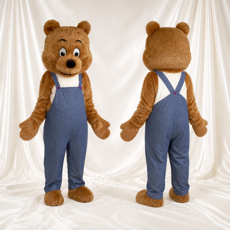 Classic Bib Bear Mascot Costume Full Body for Adults School Events