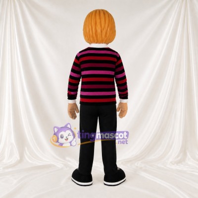 Striped Boy Mascot Costume Full Body for Adults School Events