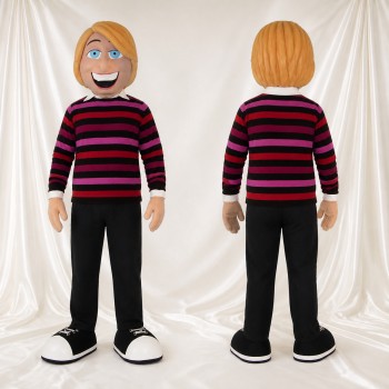 Striped Boy Mascot Costume Full Body for Adults School Events