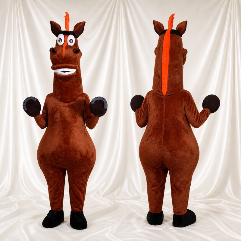 Brown Horse Mascot Costume Full Body for Adults School Events
