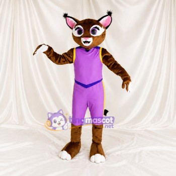Brown Lynx Mascot Costume Full Body for Adults Sports Events