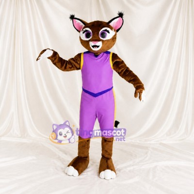 Brown Lynx Mascot Costume Full Body for Adults Sports Events