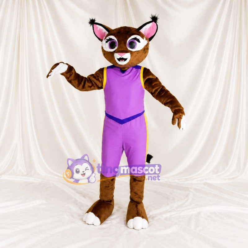 Brown Lynx Mascot Costume Full Body for Adults Sports Events