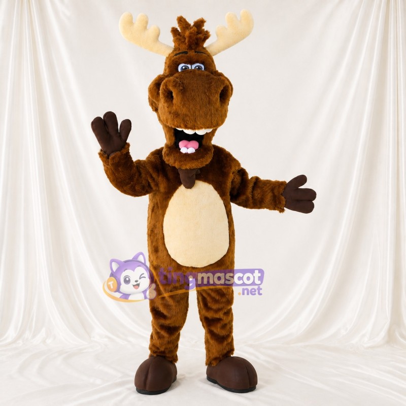 Brown Moose Mascot Costume Full Body for Adults School Events