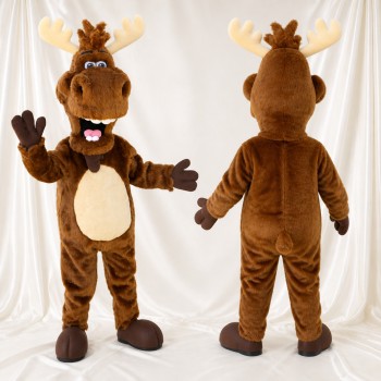 Brown Moose Mascot Costume Full Body for Adults School Events