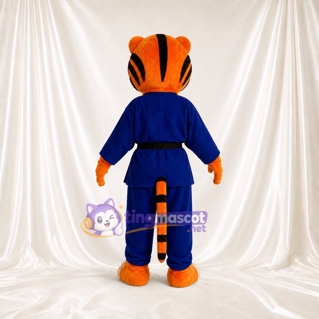 Tigre des arts martiaux rayé Costume de mascotte intégral pour adultes Événements Tigre des arts martiaux rayé Costume de mascotte intégral pour adultes Événements
