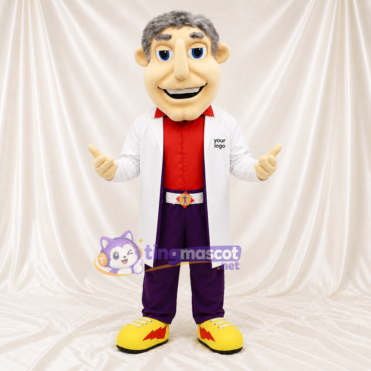 Scientifique Blanc Costume de mascotte intégral pour adultes Événements santé Scientifique Blanc Costume de mascotte intégral pour adultes Événements santé