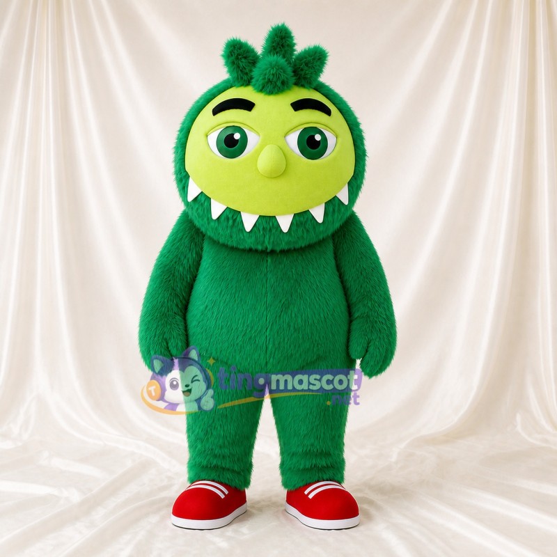 Green Friendly Monster Mascot Costume Full Body for Adults School Events