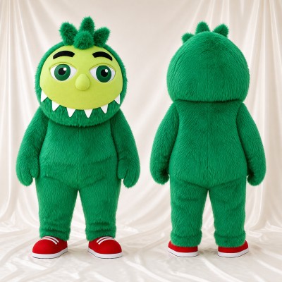 Green Friendly Monster Mascot Costume Full Body for Adults School Events