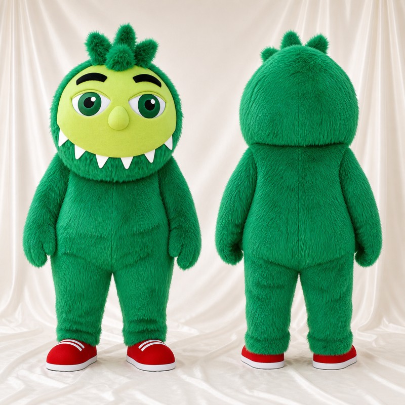 Green Friendly Monster Mascot Costume Full Body for Adults School Events