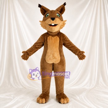 Brun beige et noir Lynx Costume de mascotte intégral pour adultes Événements scolaires