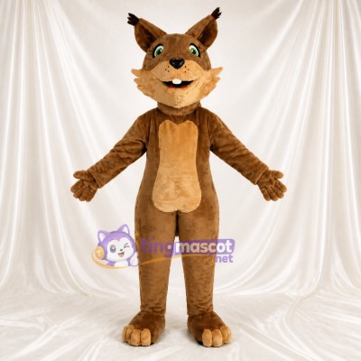 Brun beige et noir Lynx Costume de mascotte intégral pour adultes Événements scolaires