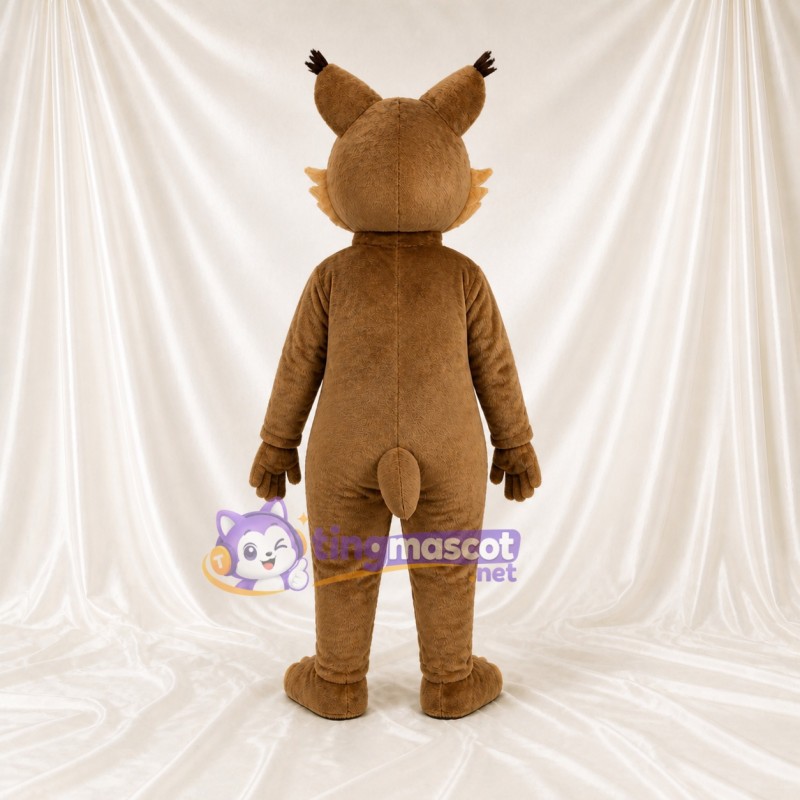 Brun beige et noir Lynx Costume de mascotte intégral pour adultes Événements scolaires