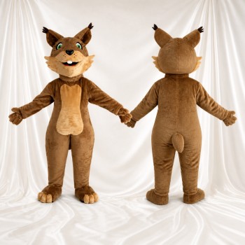 Brun beige et noir Lynx Costume de mascotte intégral pour adultes Événements scolaires