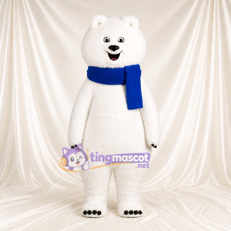 White Polar Bear Mascot Costume Full Body for Adults School Events