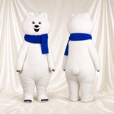 White Polar Bear Mascot Costume Full Body for Adults School Events
