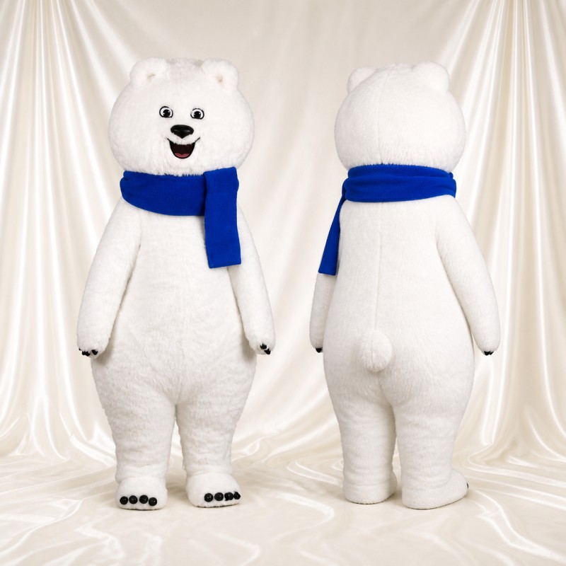 White Polar Bear Mascot Costume Full Body for Adults School Events