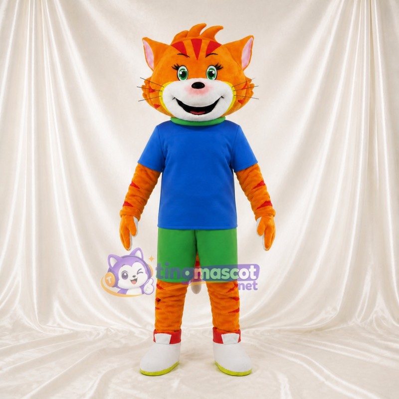 Orange Cat Mascot Costume Full Body for Adults School Events