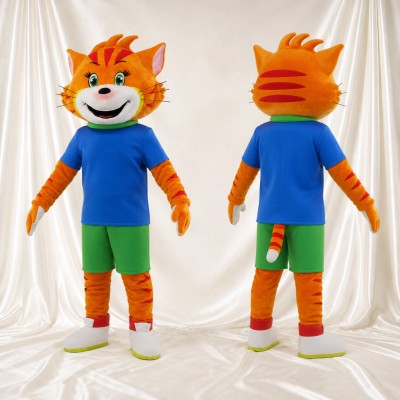 Orange Cat Mascot Costume Full Body for Adults School Events